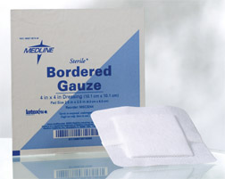 Medline Bordered Gauze, 4" x 4", 2 1/2" x 2 1/2" pad